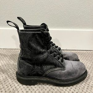Doc Dr. Martens 1460 Brocade Grey Velvet Combat Boots Womens Size 8